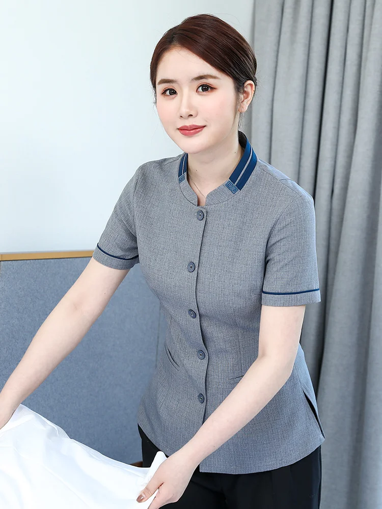 Cleaning work clothes female short sleeve summer hotel Guesthouse room service Sales Department Property cleaner clothes Aunt