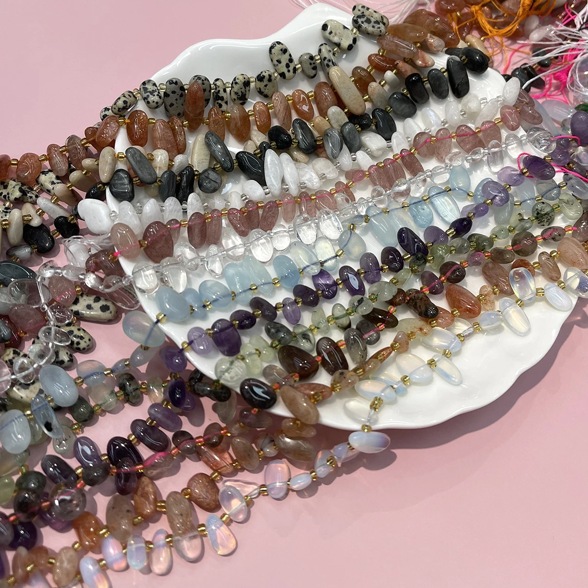 DIY-Perlen mit schrägen Löchern, Naturstein-Opal-Perlen zur Trennung, für die Schmuckherstellung, DIY-Halsketten, Armbänder, Ketten, Ohrringe, Accessoires – Detail 6