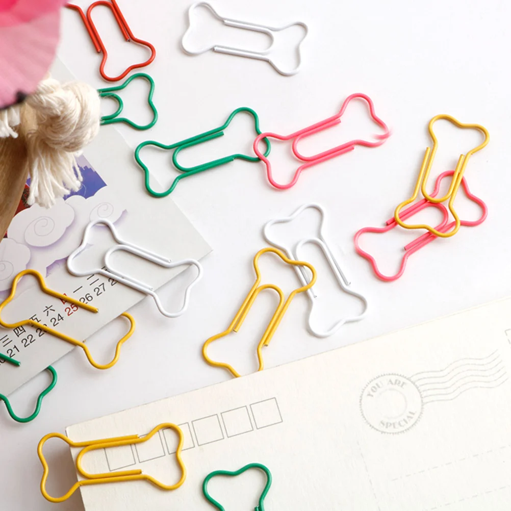 Animal Pin Bone Paper Clip Office Child Bookmarks for Kids Clips Shaped 300X160X015CM Pet Coated Steel Wire