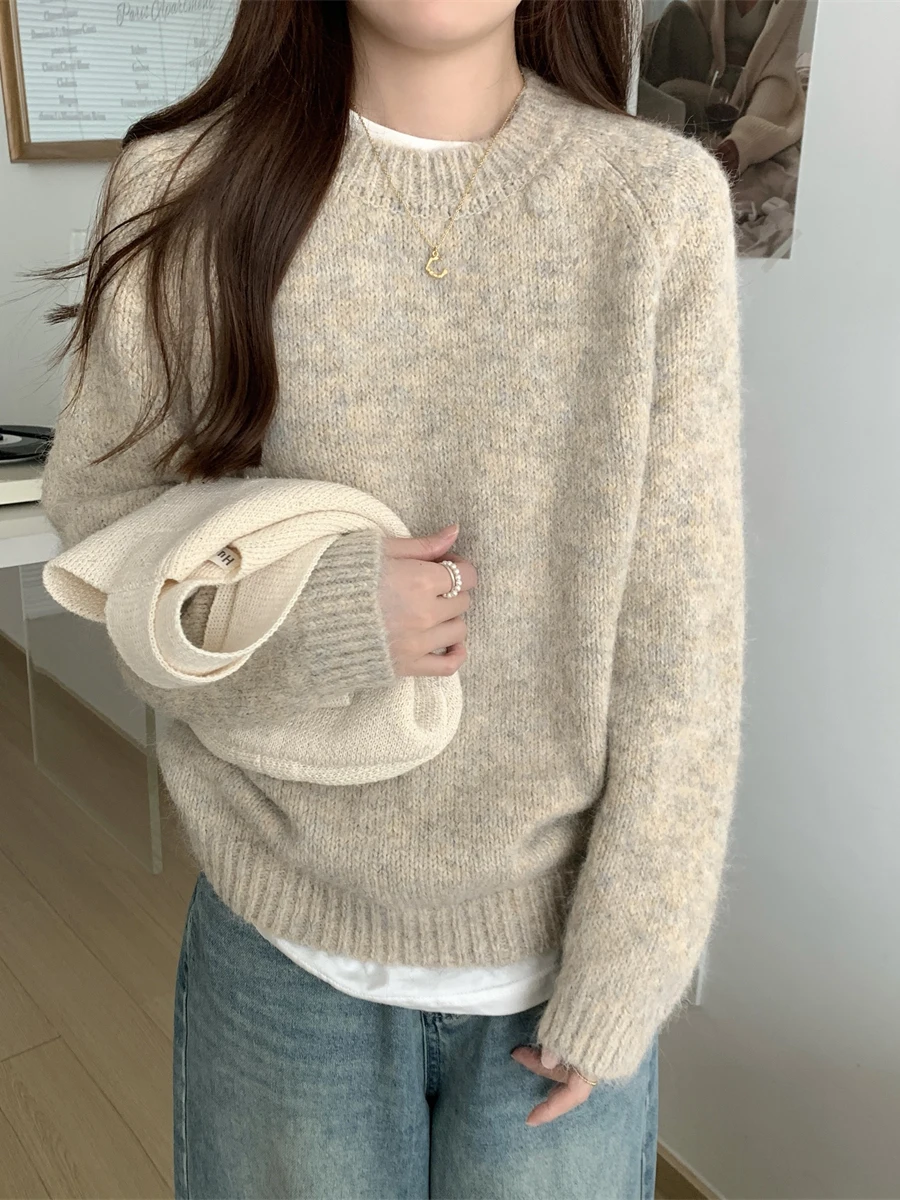 Thiened zachte gebreide trui dames chique innerlijke irt basislaag eenvoudige Sle Koreaanse versie lente herfst winter top