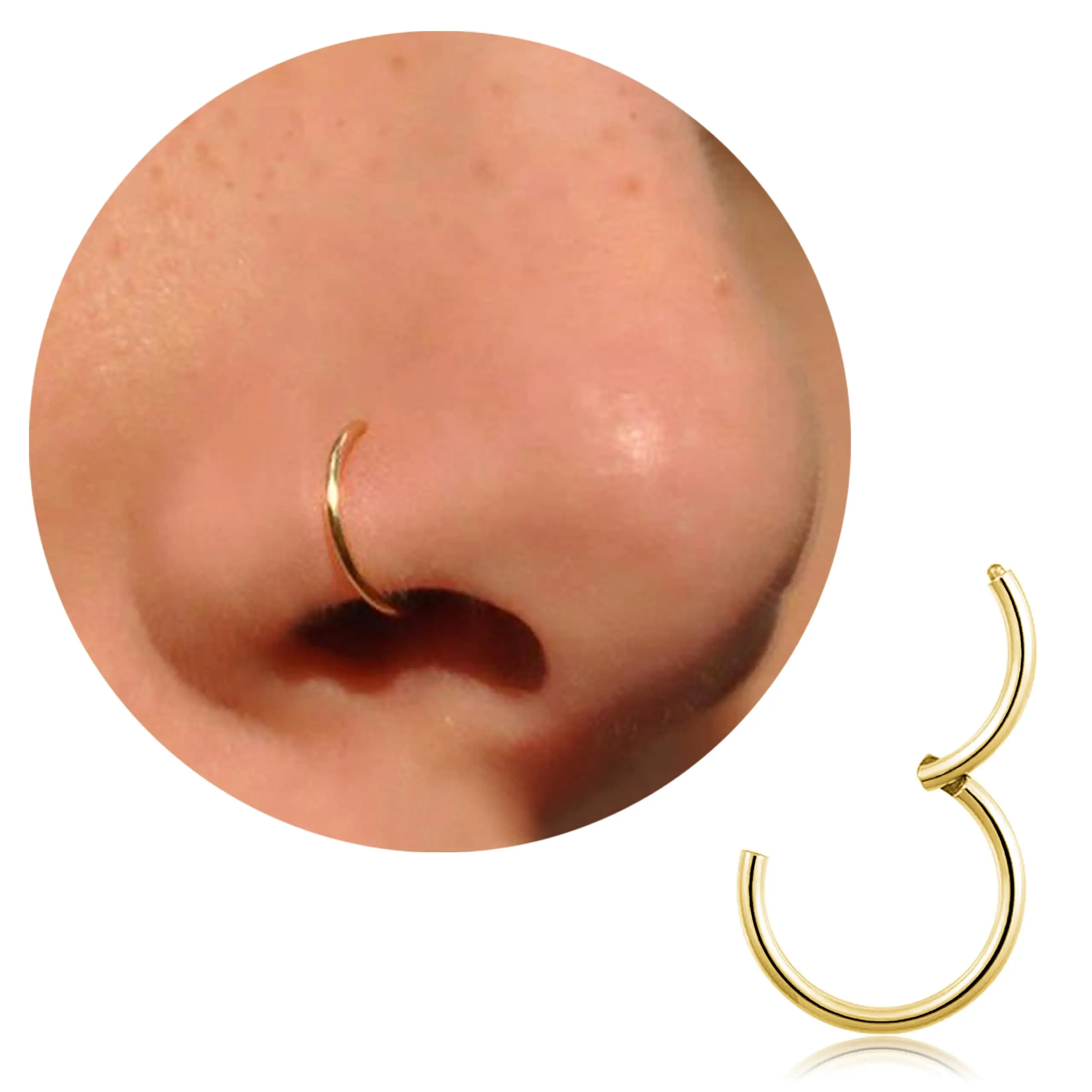 18G 316L Chirurgisch Staal Neusring Hoop, Kraakbeen Hoop Oorbellen voor Vrouwen Mannen Piercing Sieraden 6mm/8mm/10mm/12mm