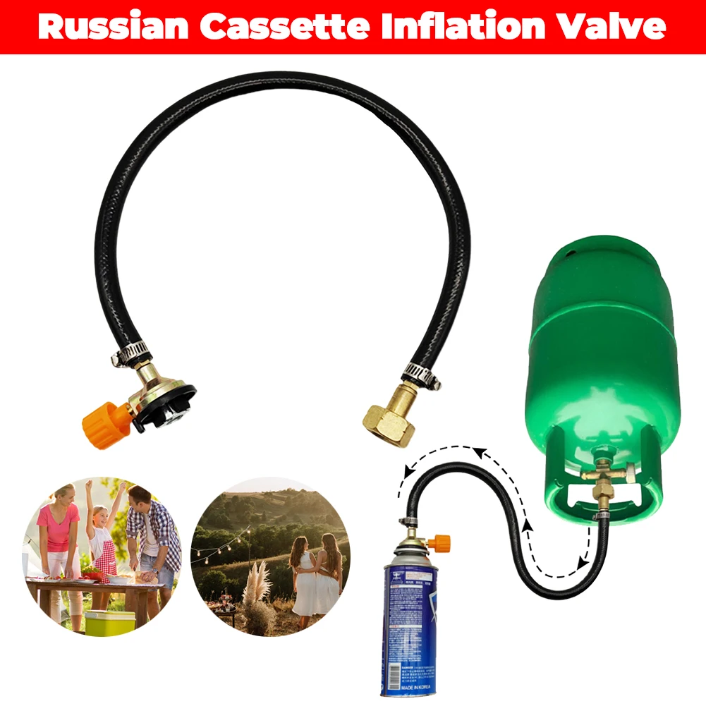 Russian Long Gas Tank Filling Connector One-piece Cassette Butane Tank Inflation Valve for Eastern Europe Outdoor Stove Supplies
