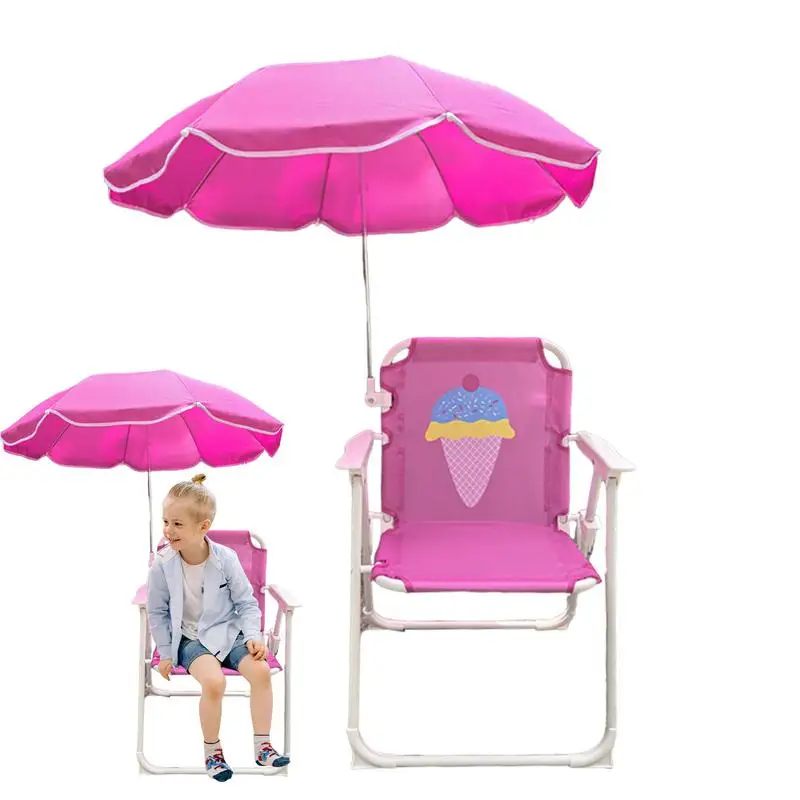 Child Folding Beach Chair With Umbrella Wind Resistant Sand Seat With Parasol For Outdoor Travel Lawn Garden Sun Lounger image 5