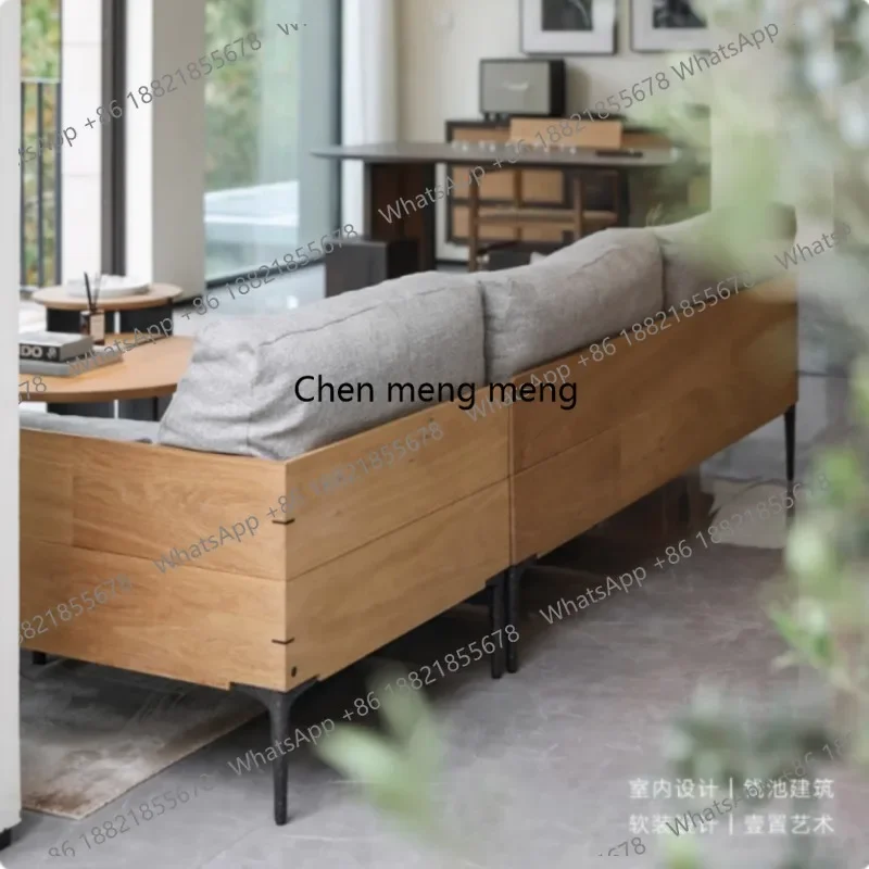 AB03  Wabi Sand Nordic solid wood living room home interior fabric corner sofa