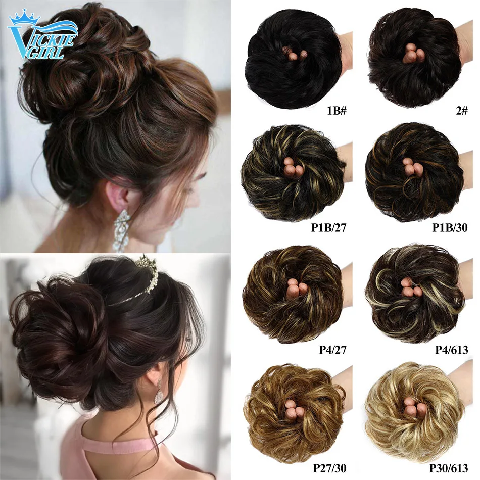 100% Human Hair Messy Bun Small Scrunchies Updos Donut Chignon Ponytail Hair Extensions Bun Hair Pieces for Women