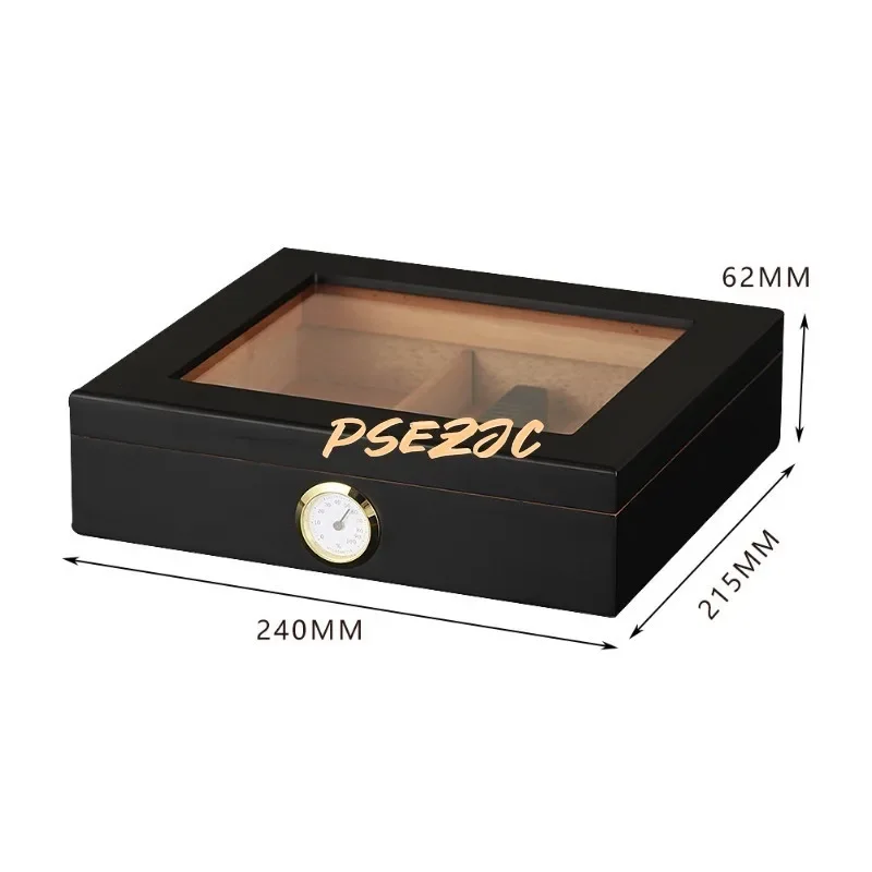 Simple and Portable Large Capacity Cedar Wooden Cigar Travel Moisturizing Storage Cigarette Box Glass Top Display