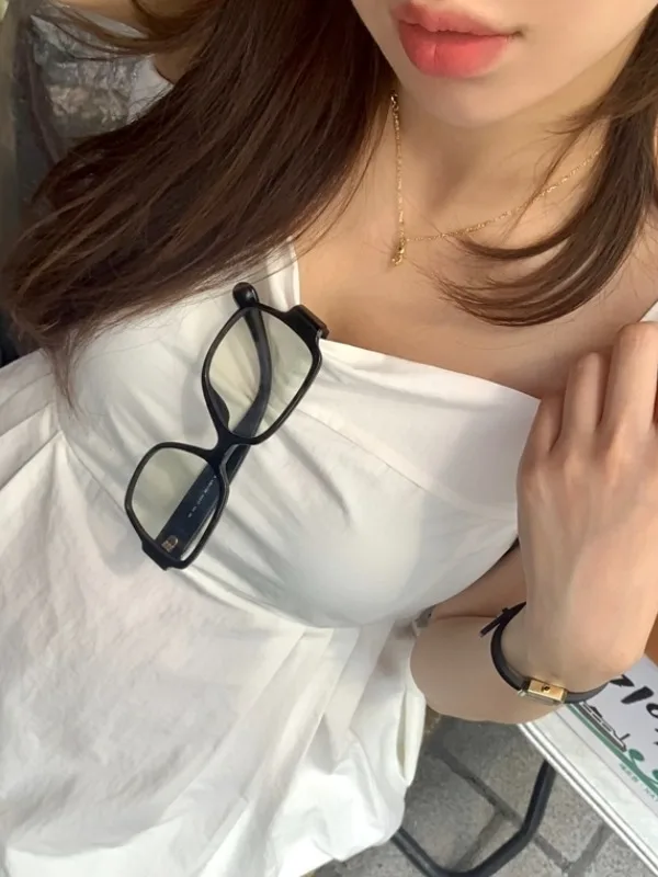 

White Off-oulder Ruffle Detail Vest Top Women's Summer New Sle Versatile Design Pred Pleat Tube Blouse Casual Wear