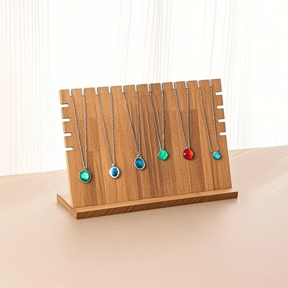 الخشب والمجوهرات قلادة عرض موقف معلقة قلادة سوار قلادة خشبية رف شاشة الحلي تخزين حامل المجوهرات #4
