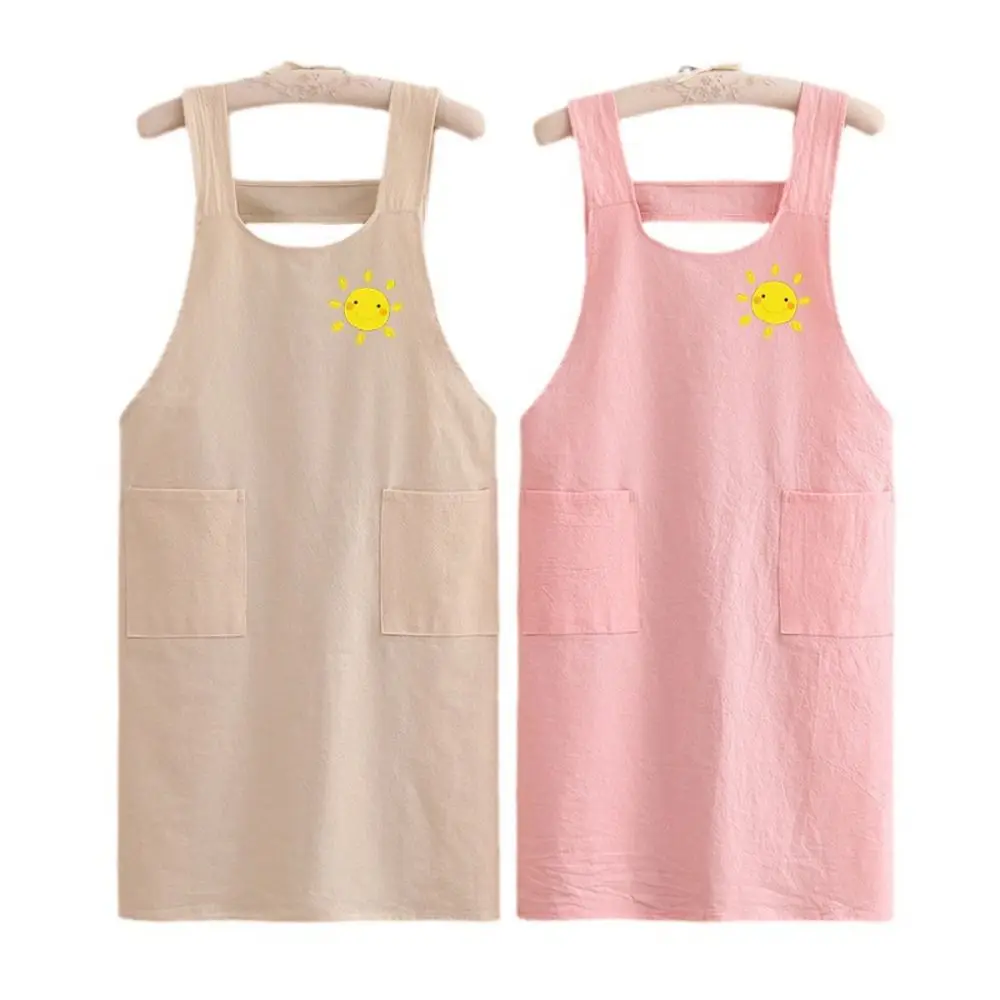 Pure Cotton Apron New Kitchen Home Cooking Anti fouling Breathable Female Work Clothes Adult Waist Aprons