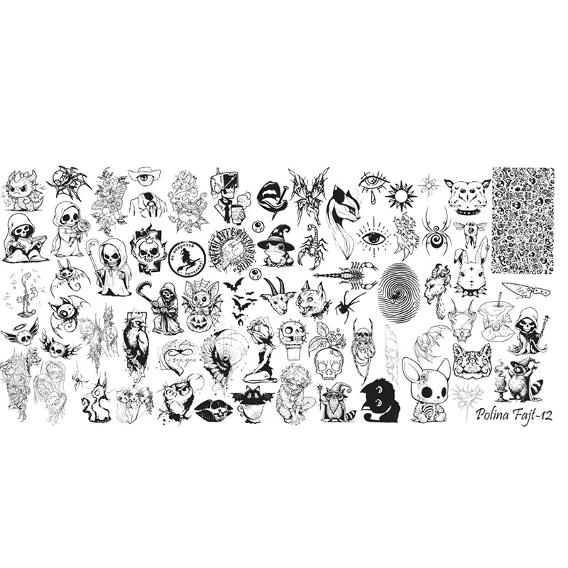 Piastre per timbratura per unghie dei cartoni animati di Halloween, fiori di teschio per aerei, stencil per stampa in acciaio inossidabile, piastra in acciaio per unghie riutilizzabile fai da te