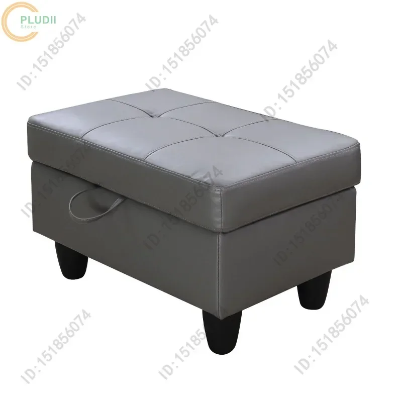 Sofás de couro sintético cinza escuro, conjunto de sofá de 3 peças para sala de estar, sofá secional moderno em forma de L para apartamento de luxo ​   Escritório de estúdio