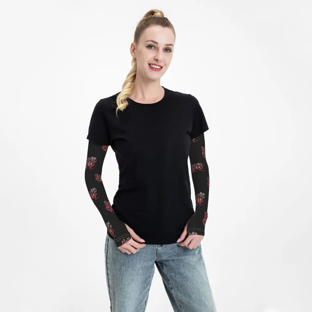 أكمام أذرع تبريد خارجية من Helluva Boss Millie، غطاء حماية من الأشعة فوق البنفسجية للصيف من الحرير الجليدي لركوب الدراجات وأكمام وشم #2