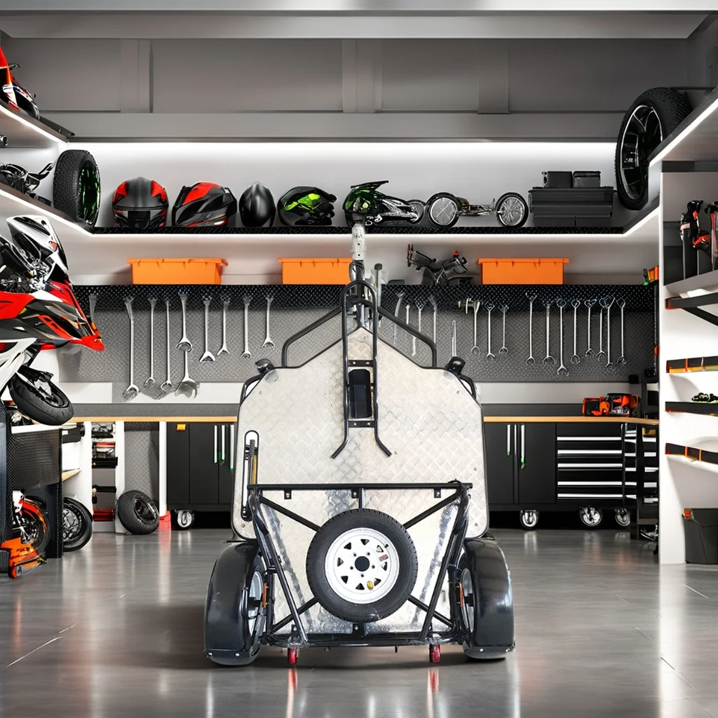 Single Motorcycle Trailer Aluminum Alloy Galvanized Hydraulic Lift Foldable Transport