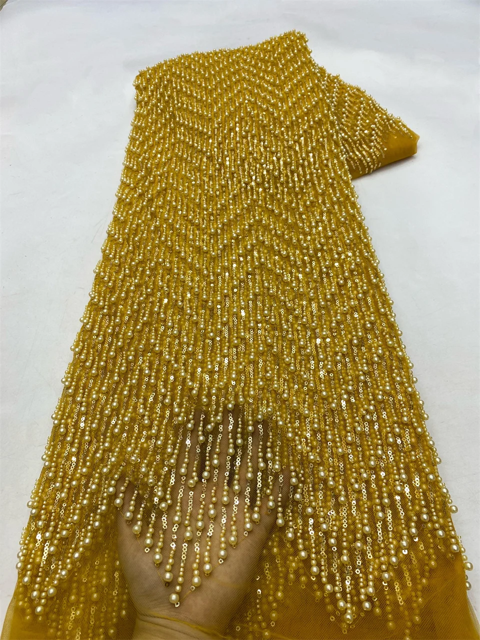 High Quality African French Beaded Lace Fabric 2025 Sewing Sequins Embroidery Nigeria Lace Fabric for Party Dresses