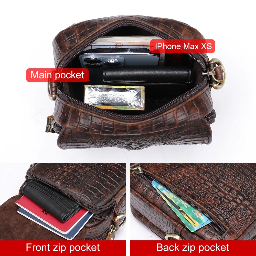 Imagem -05 - Westal Bolsa de Couro para Homens Bolsa Masculina de Grife Mini Croco Bolsa Pequena Bolsas Transversais para Telefone Presente 6030