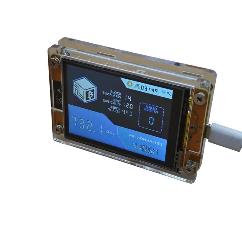 AT19-2X Upgraded 735Kh/S Nmminernerdminer BTC Solo Miner 2.8 Inch Smart Touch Screen Bitcoin Crypto Miner For Home Office