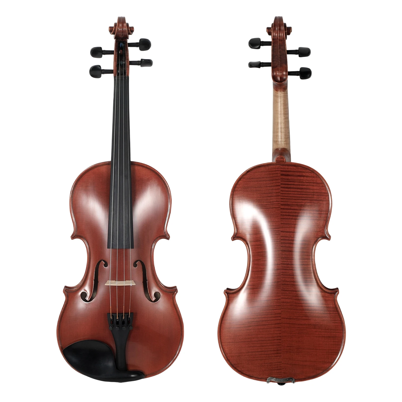 4/4 Full Size Hand-Crafted Soloist Wood Violin: Antique-Style Flamed Maple Back, Oil-Resin Blend Finished, Climate-Proof Setup