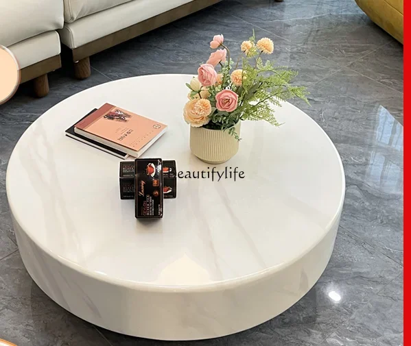 

-*Cream style Italian minimalist light luxury modern minimalist marble round coffee table