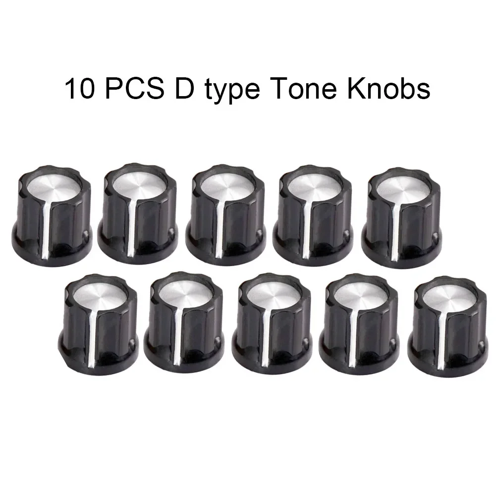 10pcs Guitar Tone Knobs 6mm Shaft Hole Black 12*4*2CM For Electric Guitar Plastic+Aluminum Sheet Potentiometer