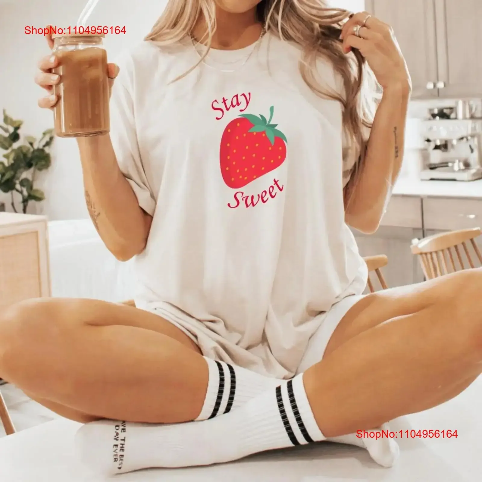 Stay Sweet Strawberry T Shirt Fruit Lover Red Berry Cute Top Summer Fruits vintage Washed Top For Everyday Wear Slightly