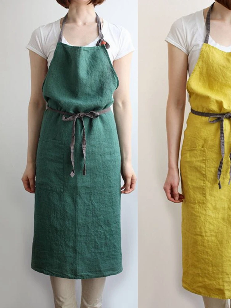 

High-end Sleeveless Apron, Linen Fabric, Simplicity Fashion, Antifouling Waiter, Household Kitchen Appliance, Studios Uniform