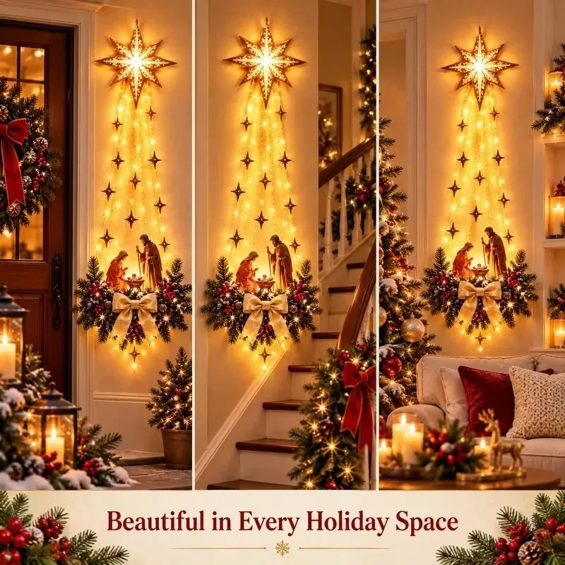 1-5PCS Glowing Xmas Door Hanger LED Lighted Christmas Hanging Decoration for Front Porch Entryway Wall Window Home Outdoor Gift view 4