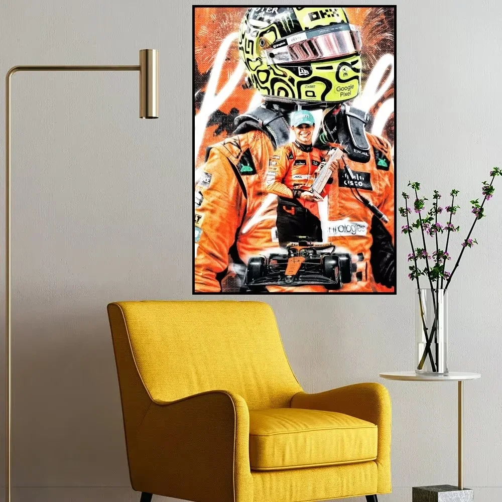 Racer L-Lando N-Norris 4 P Poster Prints Wall Sticker Room Decoration Painting Bedroom Living Office Home Self Adhesive