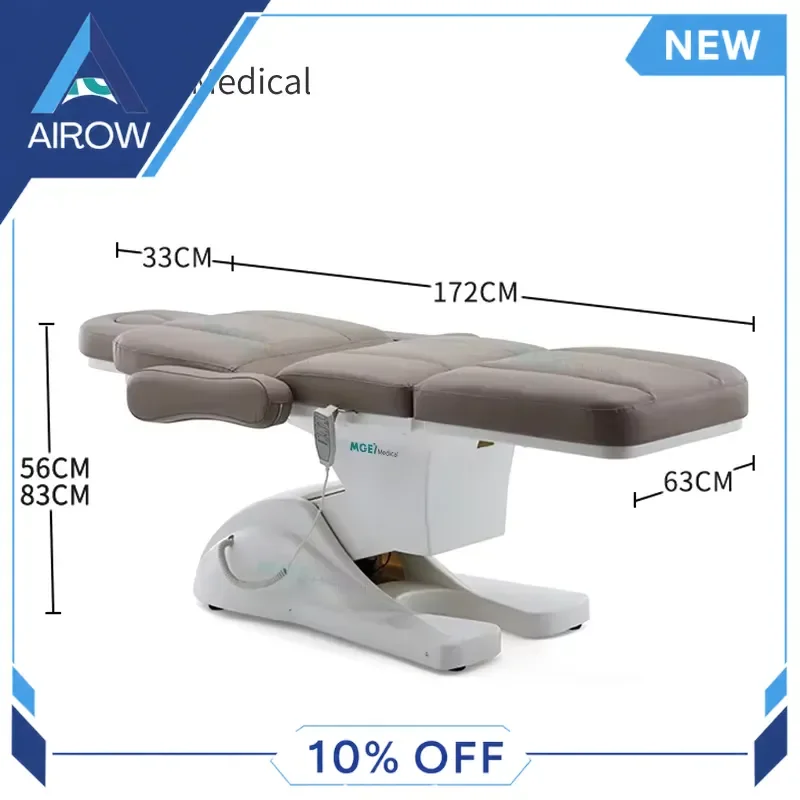 for MEDIGE Electric Massage Table Grey Leather Foldable Facial Bed Adjustable Lash Beauty Couch for Salon Hotel Spa Use 4