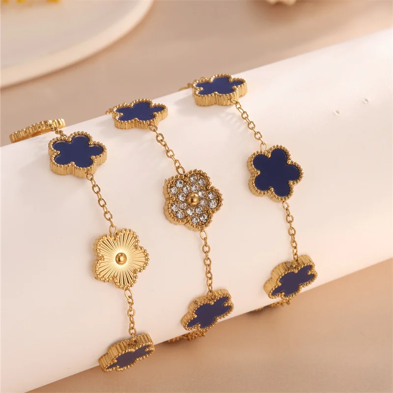 Luxurious blue Plated Star Shape Bracelet for Women White Shell Delicate Bracelet Dinner Party Jewelry