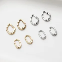 2PCS 14K Gold Plated Simple Irregular Circle Spring Buckle Clasp Jewelry DIY Making Supplies Accessories