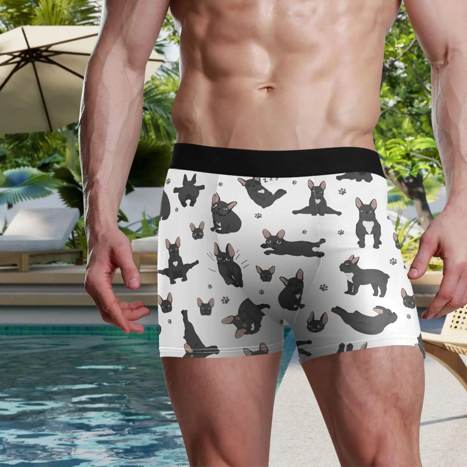 Fun French Bulldog Boxer Briefs for Men Soft and Breathable Underwear with ComfortFlex Waistband Funny Pattern Underpants