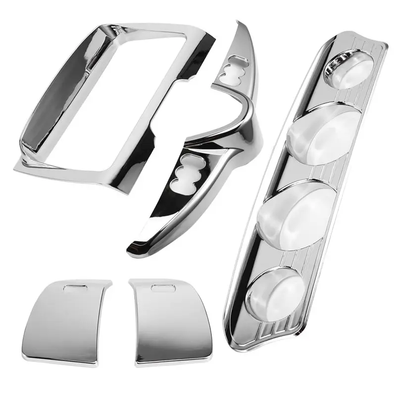 AASS-Chrome Front Gauge Stereo Accent Trim Cover Dash Switch Panel Kit 14-23 For Street Glide Electra FLHT Glide Ultra