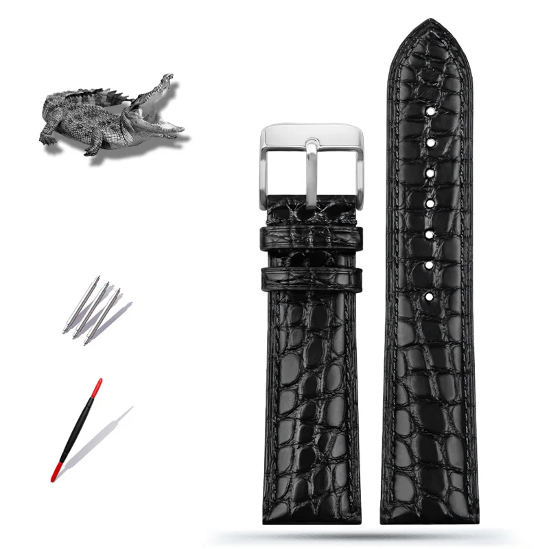 Alligator-Uhrenarmband 12mm 14mm 15mm 16mm 17mm 18mm 19mm 20mm 21mm 22mm Schwarz Braun Blau Krokodilleder-Uhrenarmband für Alle Marken