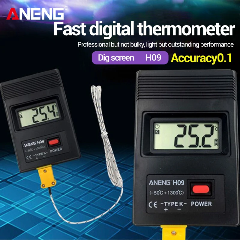 ANENG H09 Fast Thermometer Thermocouple Electronic Thermometer Embedded Wire Portable Thermometer -50 + 1300 degrees