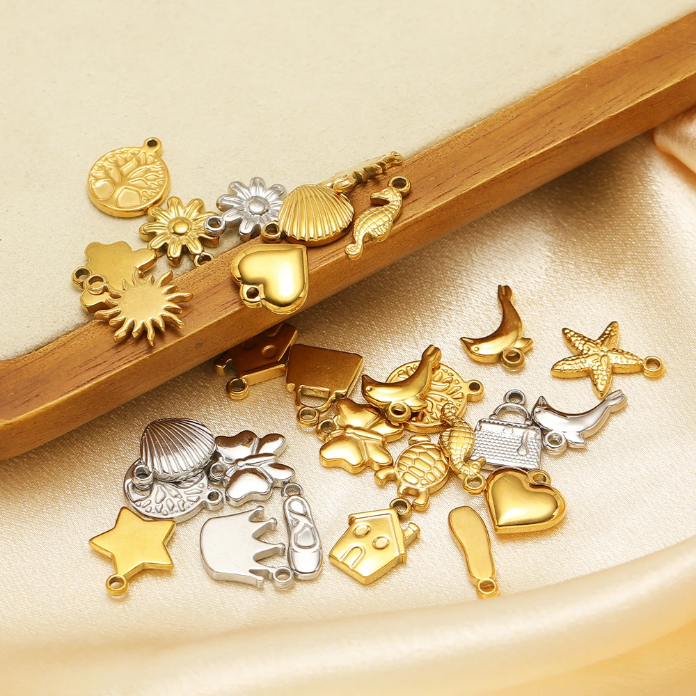 10pcs Stainless Steel Stars Heart Charms Gold Plated Animals Pendants for DIY Necklace Earrings Supplies Bracelet Jewelry Making - Image 2
