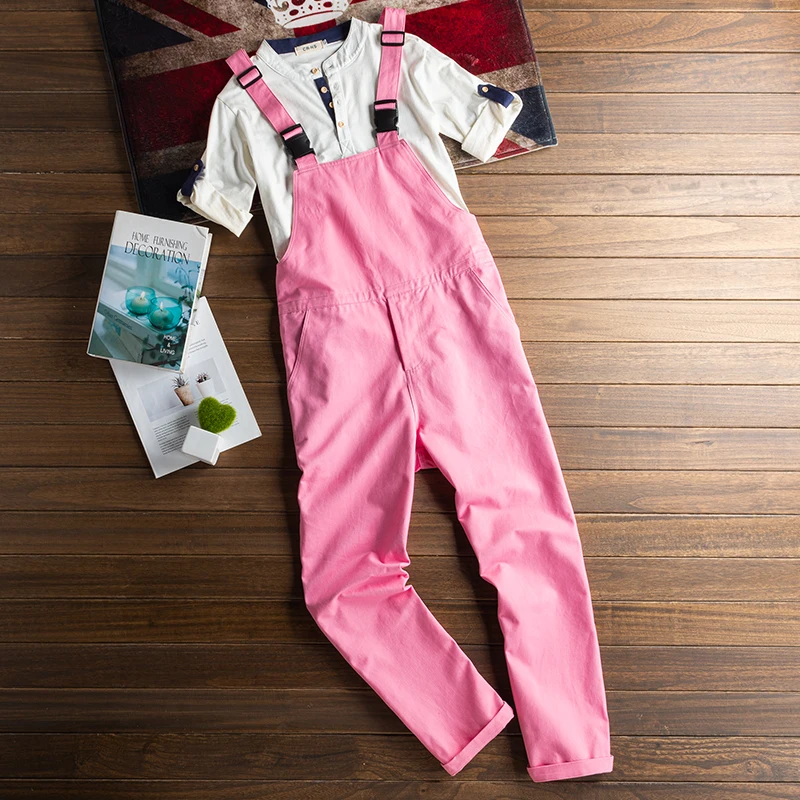 

Pink Straight Leg Workwear Overalls Couple Sle Thin Material Casual Panda Dance Belted Trousers Men's Faion Youth Active