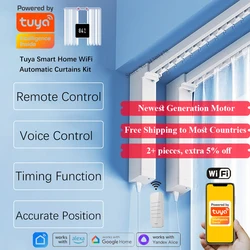 Cheap Tuya 3 Generation Shorter WiFi Curtain Motor Electric Track Rail Rod Automatic System Smart Home Curtains Remote Control