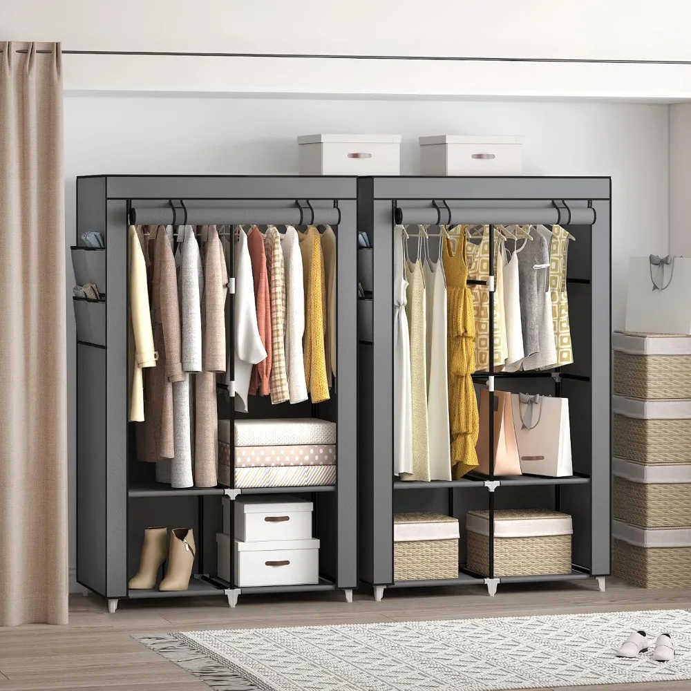 Armoire portative de 35 pouces pour petite pièce, armoire de rangement pour vêtements T1 avec housse en tissu non tissé