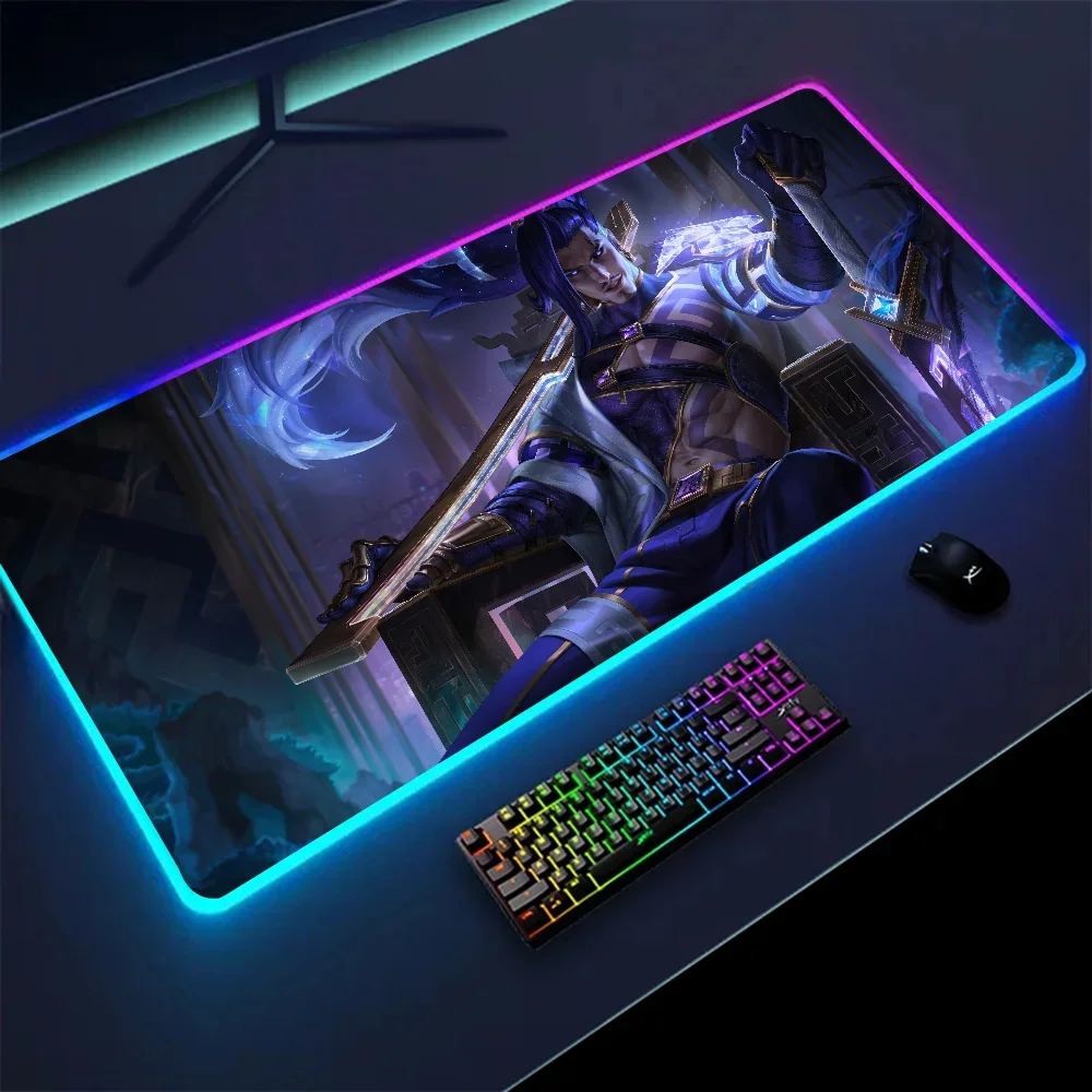 1pc Yasuo League Of Legends Game XXL RGB Gaming Mouse Pads HD Black Gamer Accessories Large LED