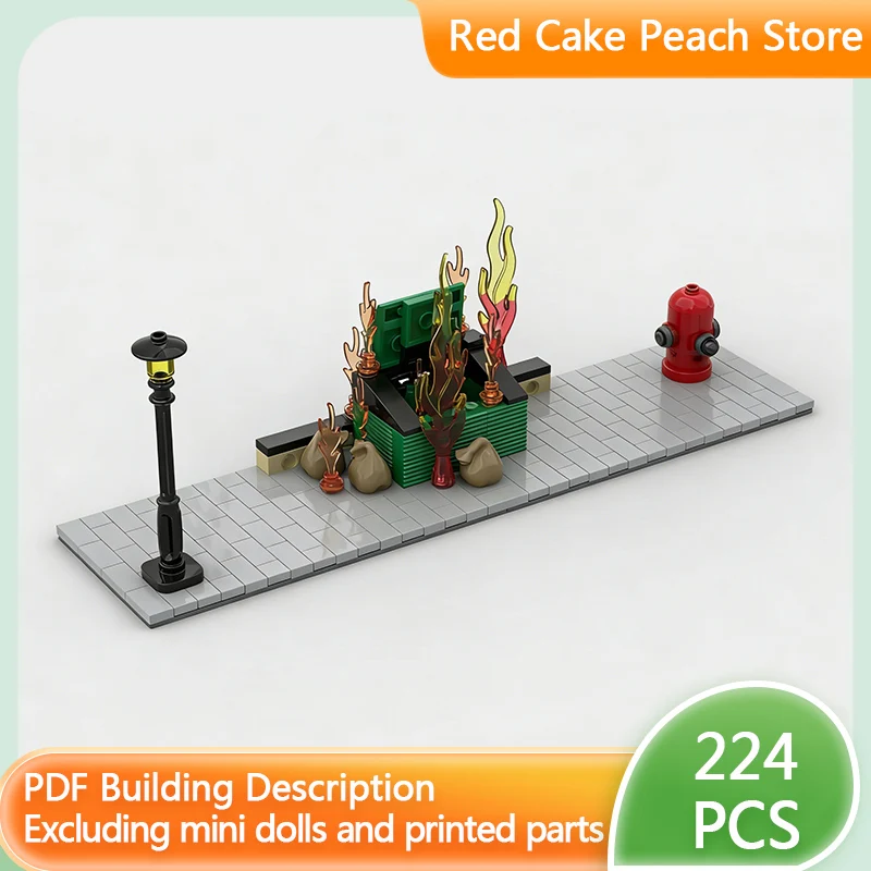 City Street View Model MOC Building Bricks Fire Extinguishing Scene Modular Technology Children Holiday Gifts Assemble Toys Suit