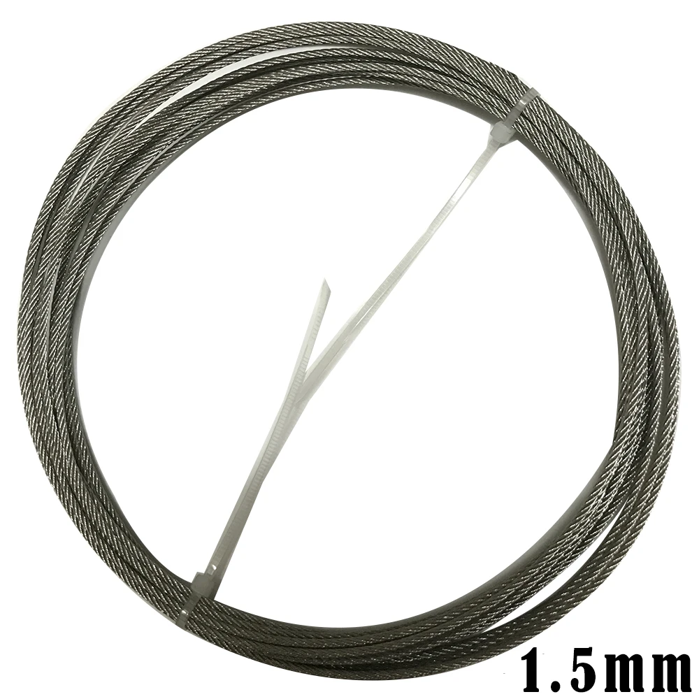 304 Stainless Steel Wire Rope Lifting Cable 5M 7X7 Structure 0.8mm,1mm 1.5mm 2.5mm 3mm Diameter DIY Wire Rope Metal Wires