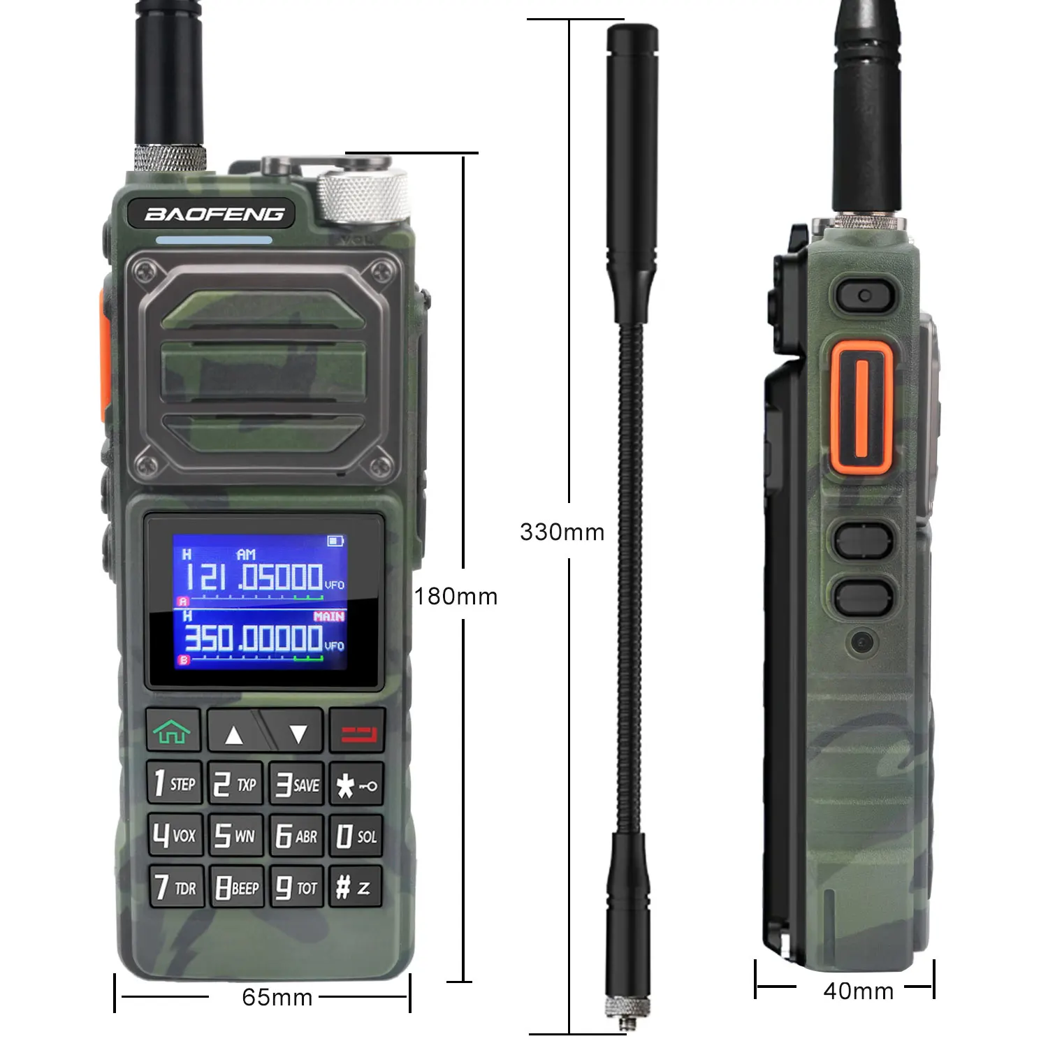 Radio HT Baofeng UV-25M 10W FM Dua Arah dengan Scrambler, Air Band Enam Band Penerima, Tiga Band Pengirim, Baterai 5200mAh Tipe-C
