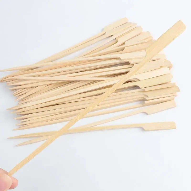 100Pcs Disposable Eco-friendly Bamboo Sticks 9cm 12cm 15cm Natural BBQ Kabob Skewers for Home BBQ Cocktail Party Barbecue Buffet