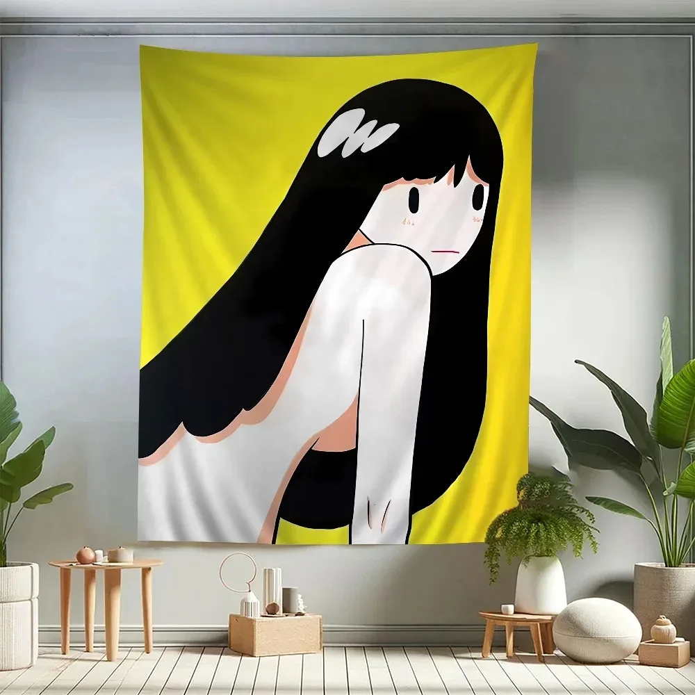 VIKAMA Minimalist Abstract Girl Tapestry, Wall Decor for Dorm Rooms and Bedrooms, Japanese-Style Illustrated Polyester Tapestry