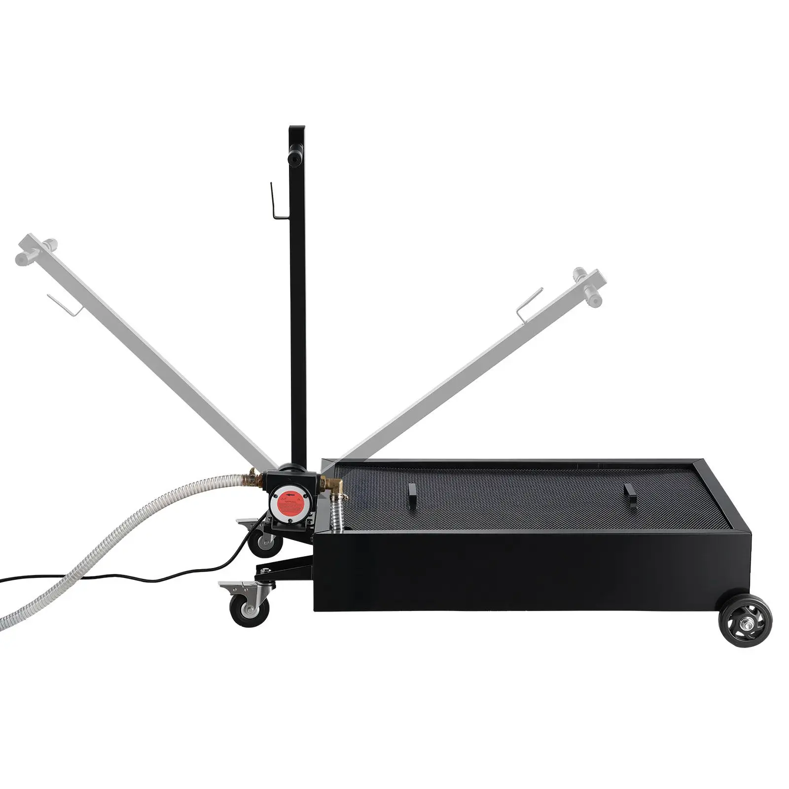 Low Profile Oil Drain Pan, 15 Gallon Capacity, Rolling Oil Drain Pan with Electric Pump & 7.2 ft Hose, Leak-proof & Corrosion-re