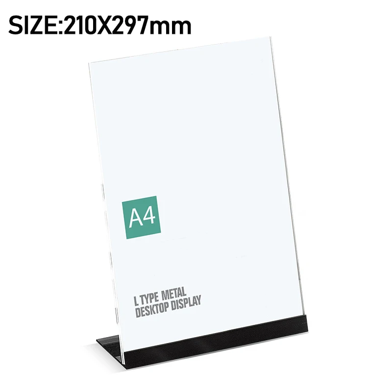 A4/A5 Metal Base Frame L-Style Menu Board Acrylic Display Card Board Coffee Price List MenuTable Poster Photo Picture Display