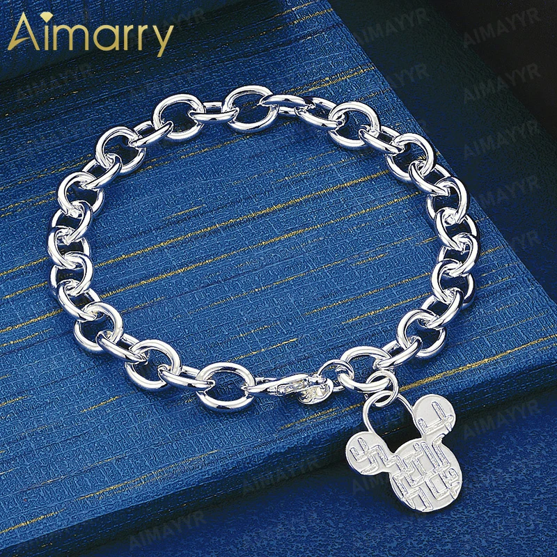 925 Sterling Silver Cartoon Mouse Bracelet for Women's Parties Banquets Weddings High-quality Fashion Jewelry