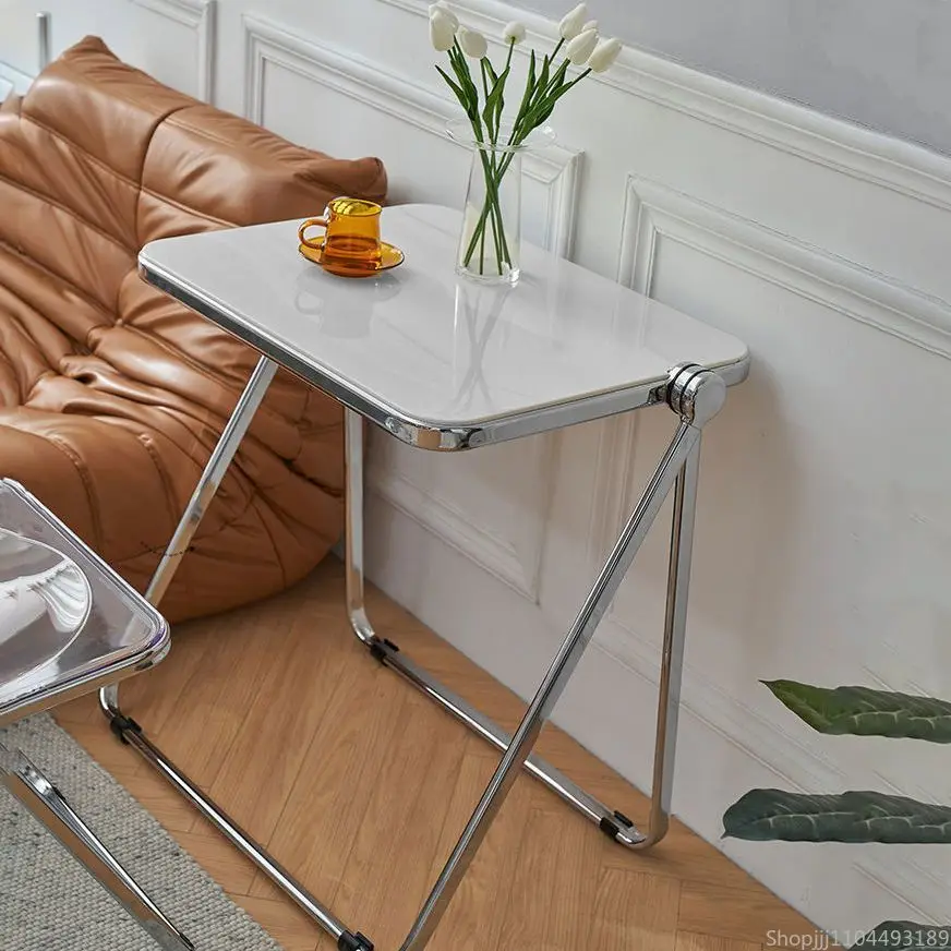 Modern Home & Office Computer Table Living Room Furniture，Transparent Acrylic Folding Table Trendy Crystal Dining Desk