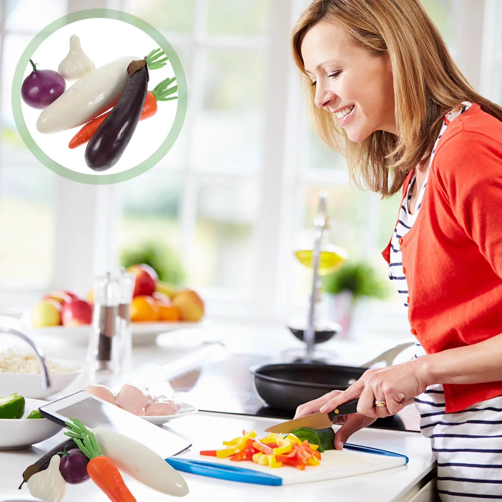 5 قطع من الخضروات المزيفة الواقعية لتزيين العرض التعليمي للمنزل والسوبر ماركت ورياض الأطفال والفندق والمطبخ #3