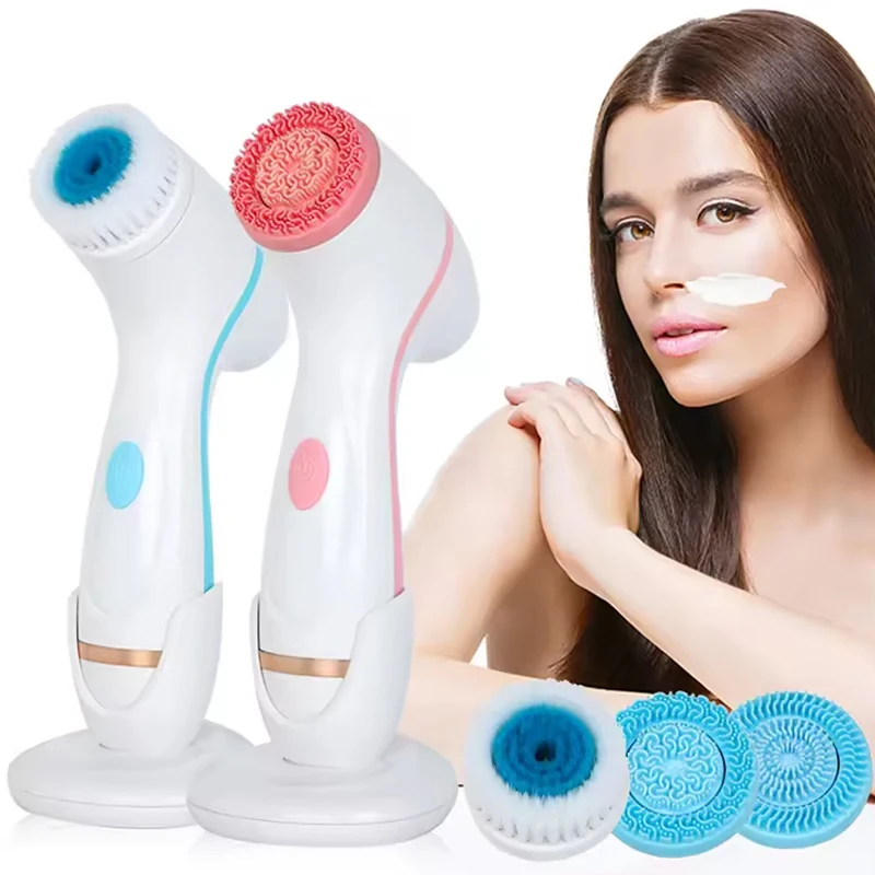 

Электрическая щетка для глубокой очистки кожи лица 3-в-1 с 3 вращающимися насадками для массажа и спа-процедур